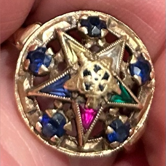 Jewelry | Antique Order Of The Eastern Star Oes Ring Gem Stones 1k Gold ...
